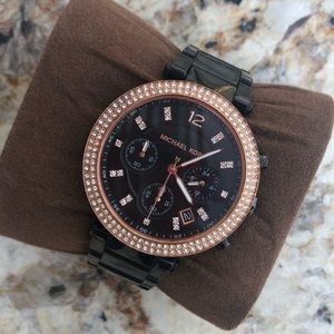 Michael Kors Black & Pink Rhinestone Watch